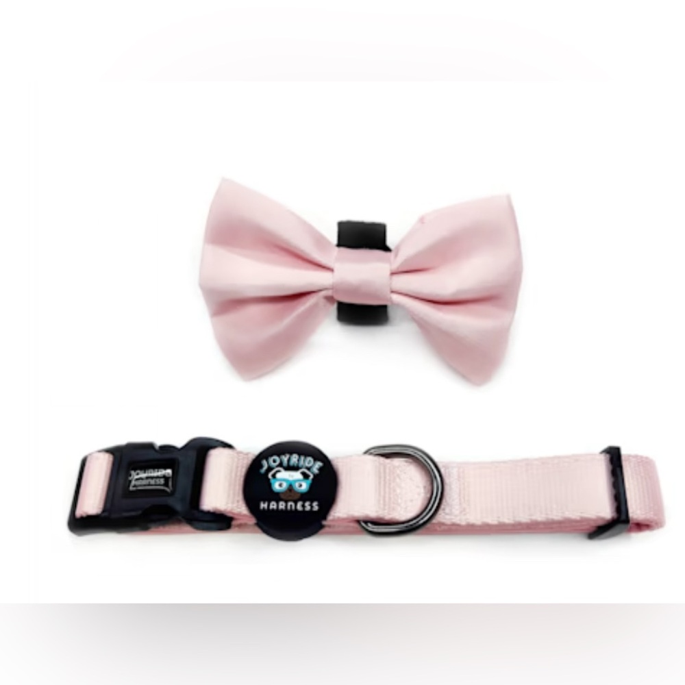 Joyride Harness Dog Collar + Removable Bow Tie, X-Large, Pink Hush NWT